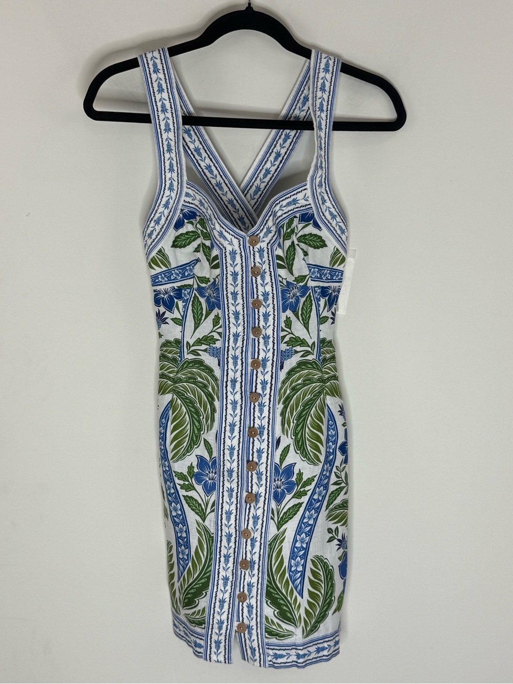 Farm Rio Tropicance Linen Mini Dress Size XS Floral Print Tropical Vacation NWT - Picture 2 of 14
